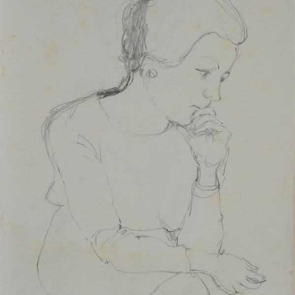 Enzo Faraoni : Ritratto di ragazza  (1966)  - Matita su carta - Asta ARTE MODERNA - AUTORI TOSCANI - Galleria Pananti Casa d'Aste