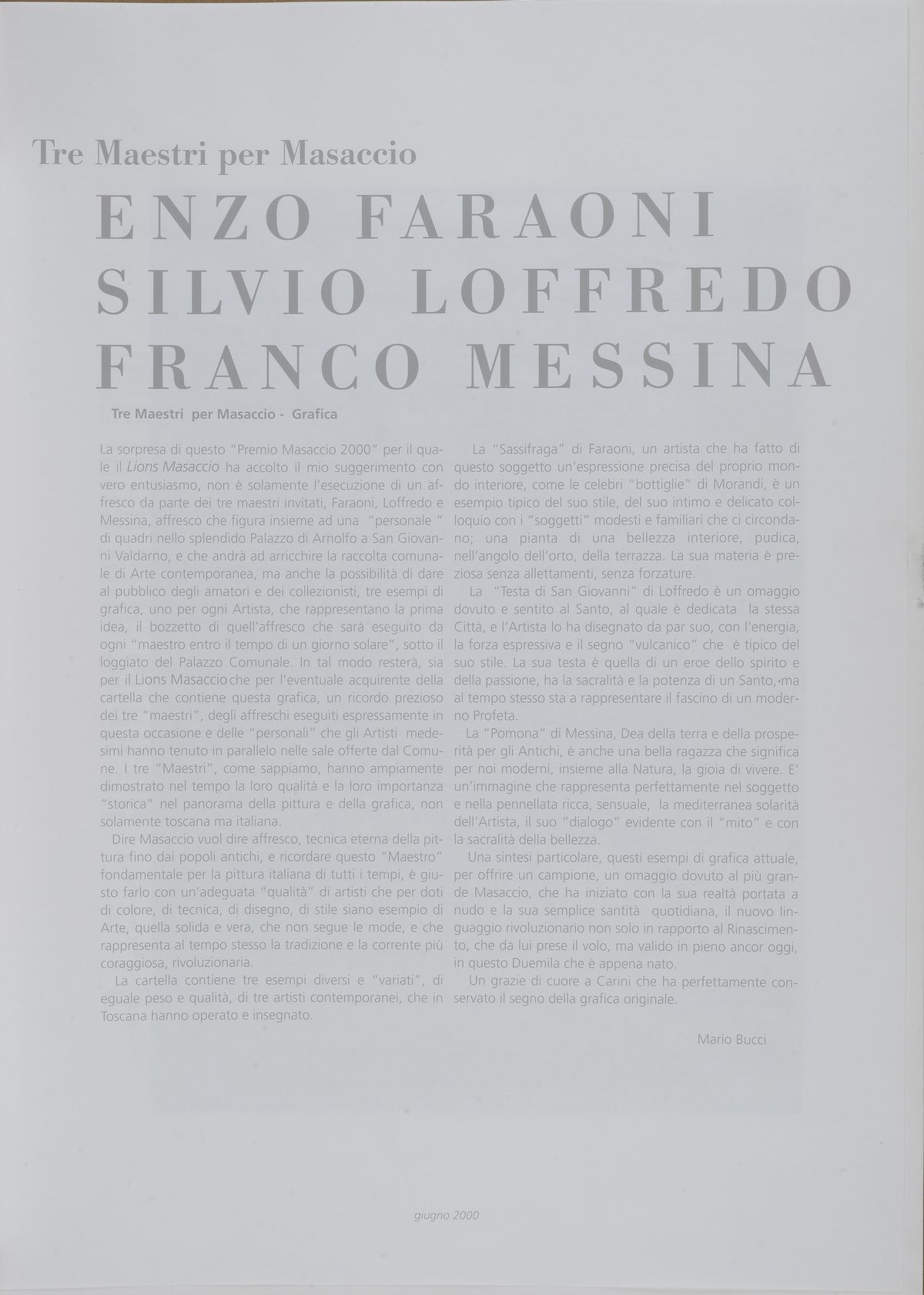 Tre Maestri per Masaccio