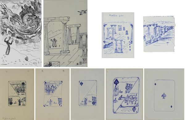 Anonimo, XX sec. - Nine drawings of various formats