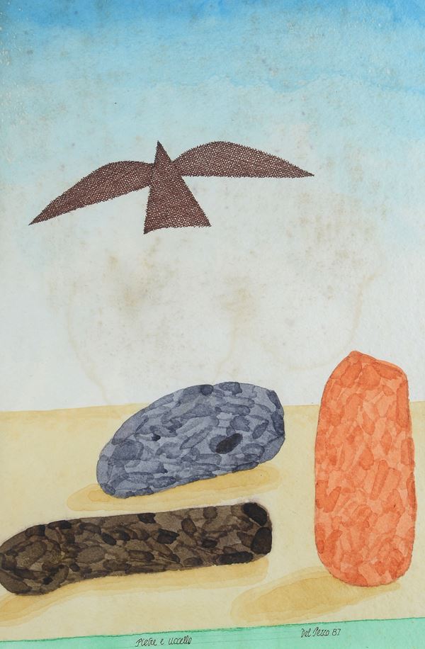 Lucio Del Pezzo - Stones and bird