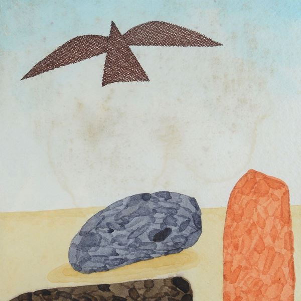 Lucio Del Pezzo - Stones and bird