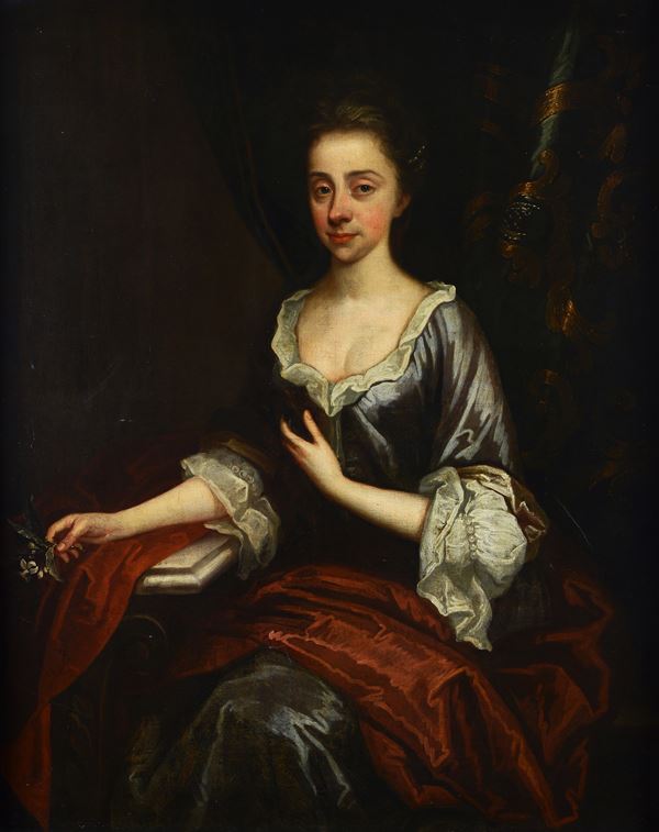 Attr. a Peter Lely - Ritratto di dama con fiori