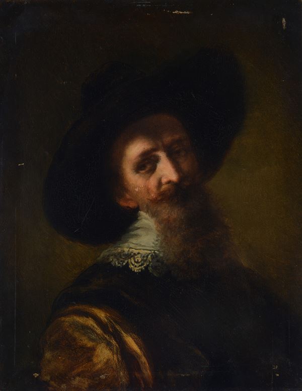 Scuola Olandese, XVIII - XIX sec. - Portrait of a man with a hat and beard