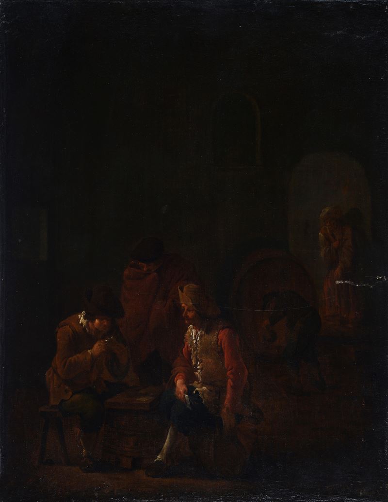 Scuola Fiamminga, XVII-XVIII Sec. - Figure in Taverna
