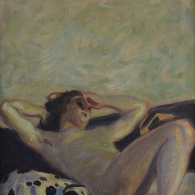 Nudo Sdraiato con Cane