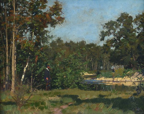 Otto Strutzel - Paesaggio rurale con figura