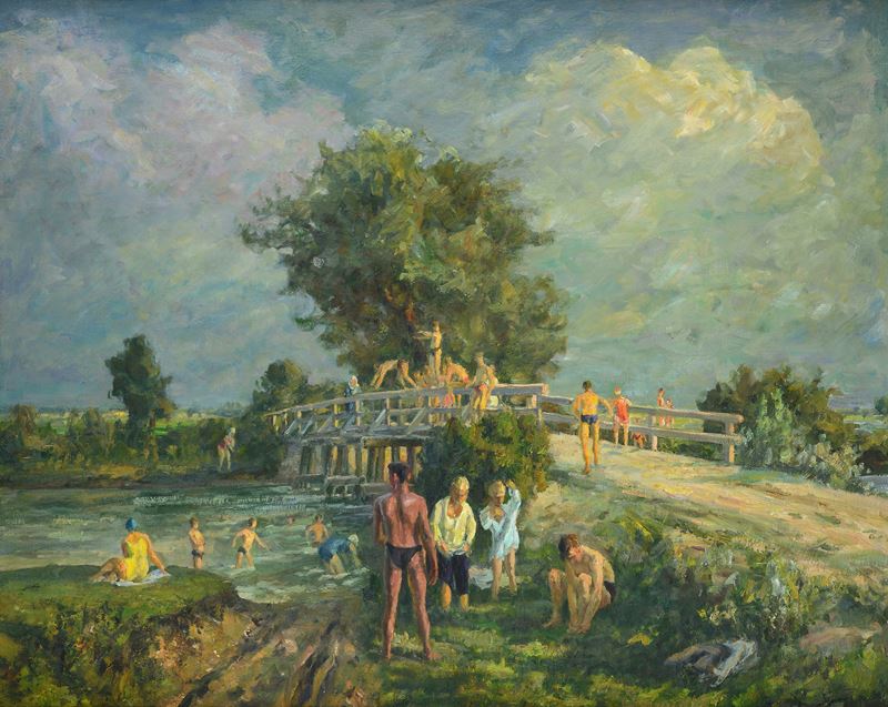 Richard Huber - Bagnanti al Ponte di Mittendorf