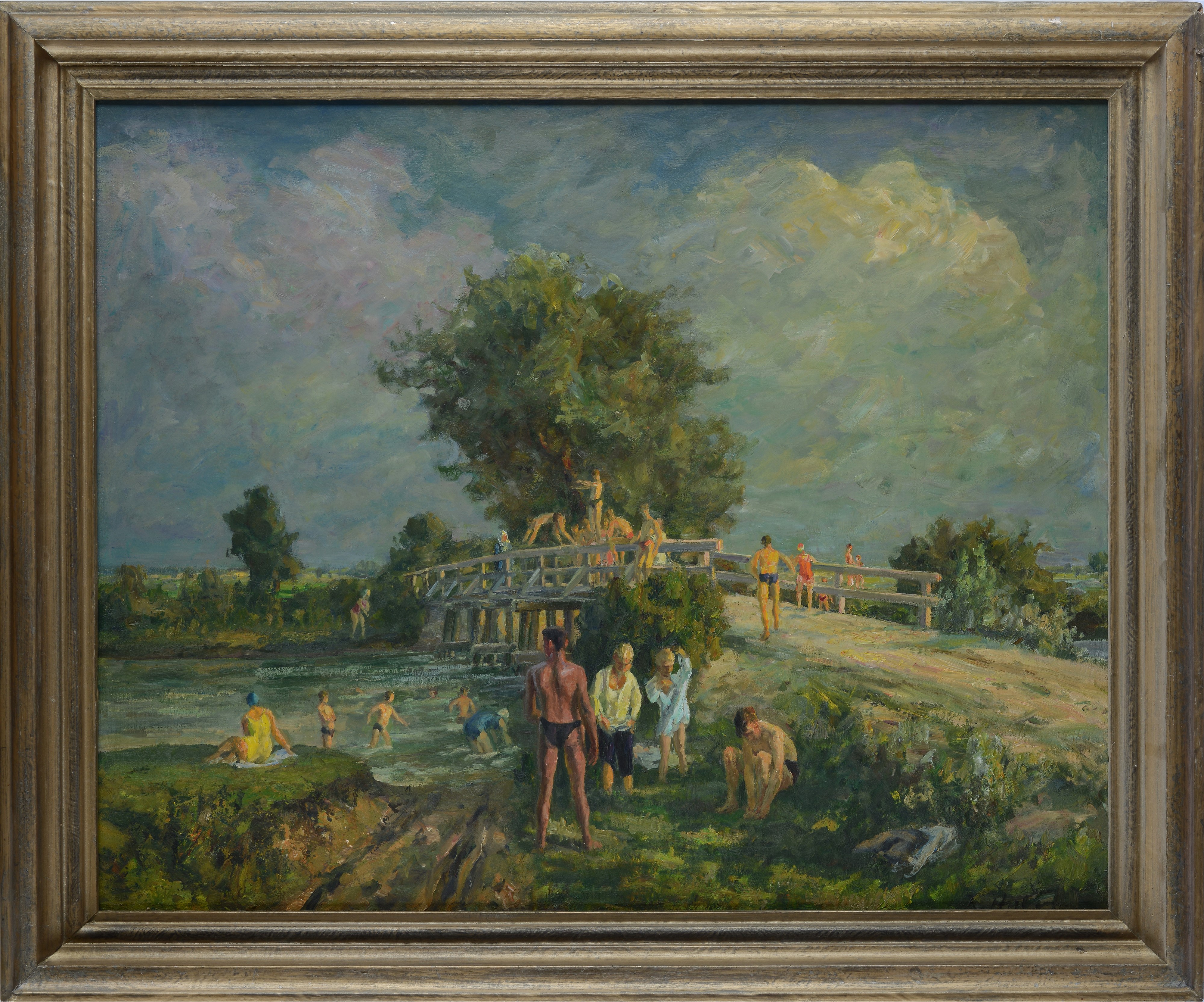 Richard Huber - Bagnanti al Ponte di Mittendorf