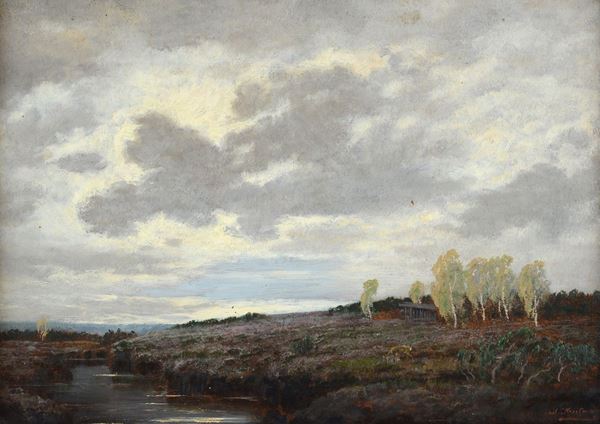 Max  Kreitmeyer - Evening landscape with deer