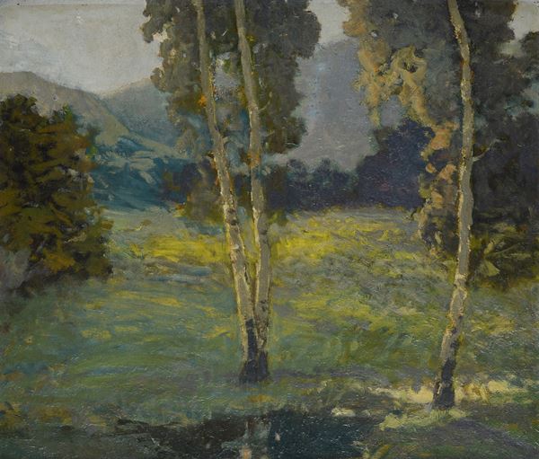 Lajos  Von Horvath - Paesaggio con betulle