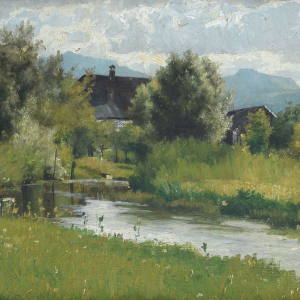 Anonimo, XIX sec. - Landscape with stream