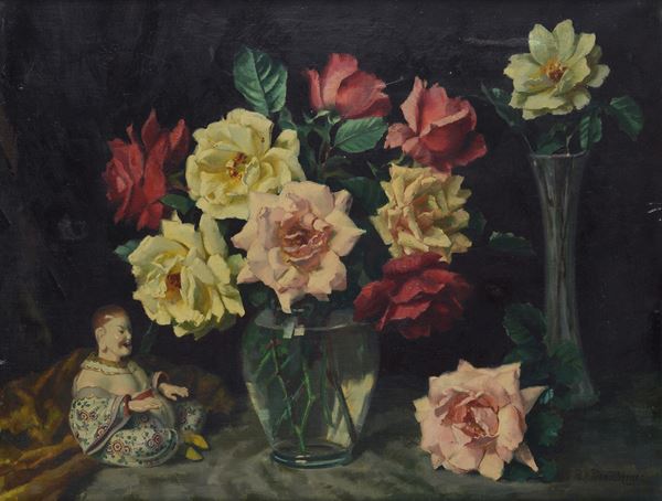 Wenzel Hermann Wendlberger - Vasi di fiori con porcellana cinese