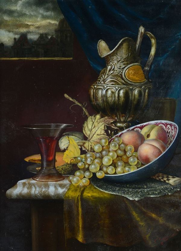 Anonimo, XX sec. - Still life with silver jug