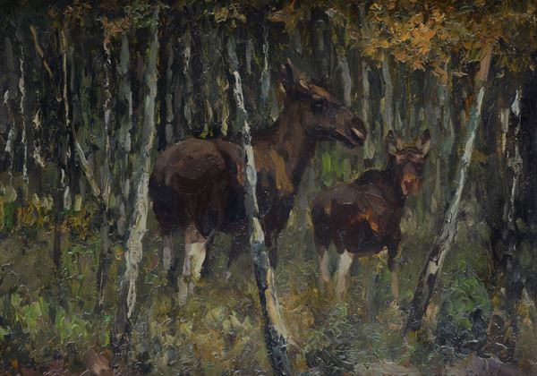 Eugen  Osswald - Cavalli nel bosco