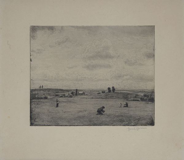 Anonimo, XX sec. - Paesaggio con figure