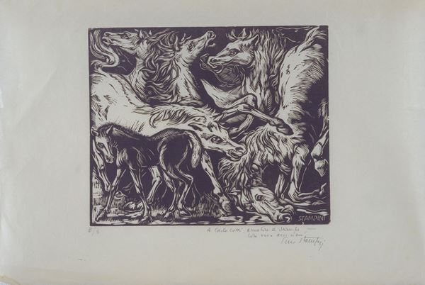 Pino Stampini : Senza titolo  - Xilografia - Asta GRAFICA - Galleria Pananti Casa d'Aste
