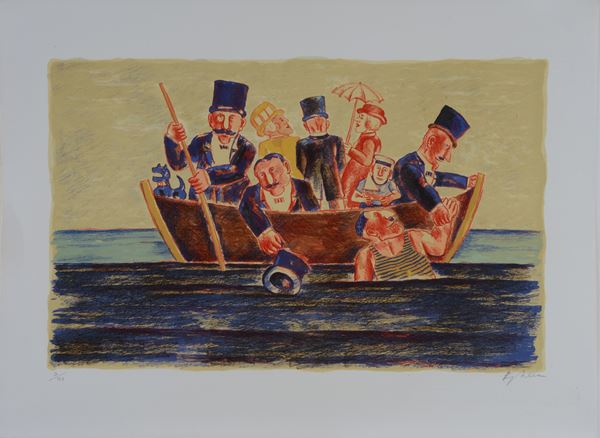 Franz Borghese : Vacanze sull'acqua  - Litografia - Asta GRAFICA - Galleria Pananti Casa d'Aste