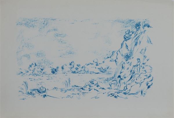 Giovanni Omiccioli : Waterfall  (1963)  - Lithography - Auction GRAPHICS, AND EDITIONS - Galleria Pananti Casa d'Aste