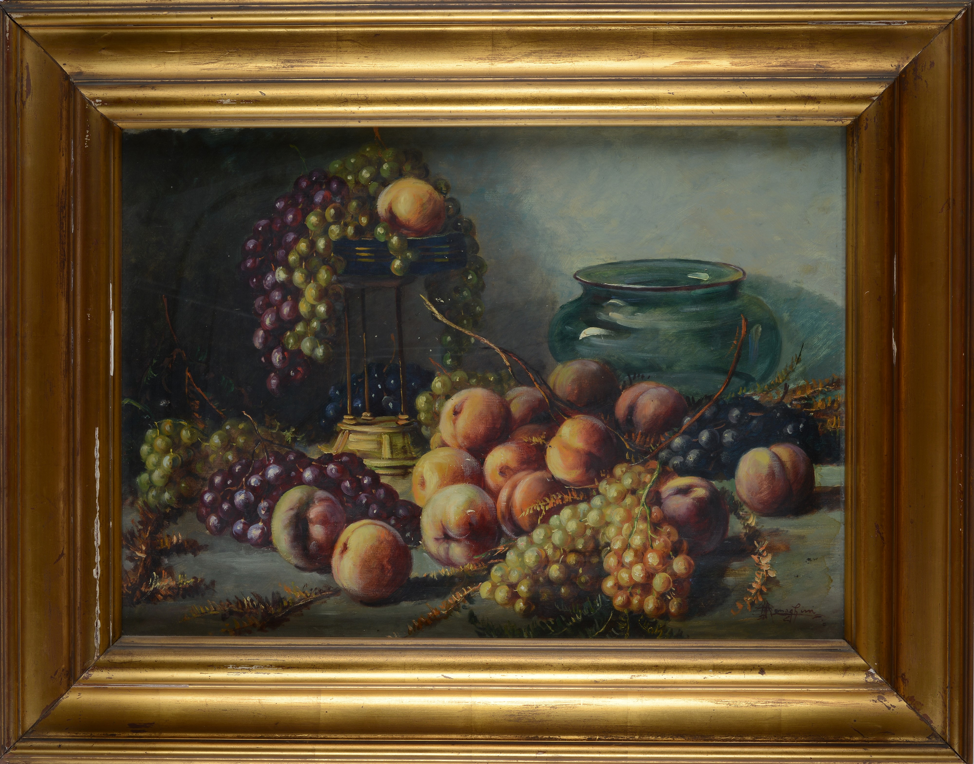 Ruggero Meneghini - Natura Morta con Pesche e Uva