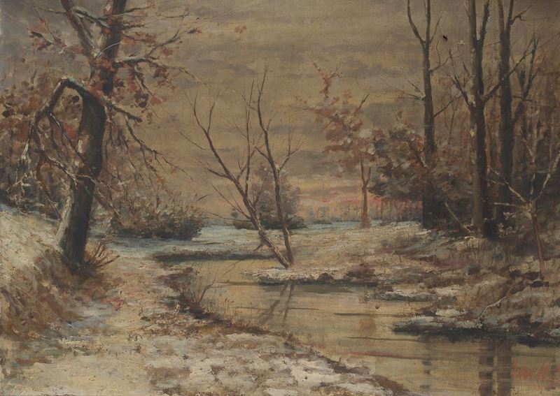 Anonimo, XX Sec. - Paesaggio Invernale