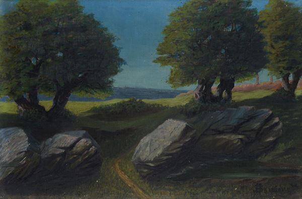 Anonimo, XX sec. - Landscape with trees