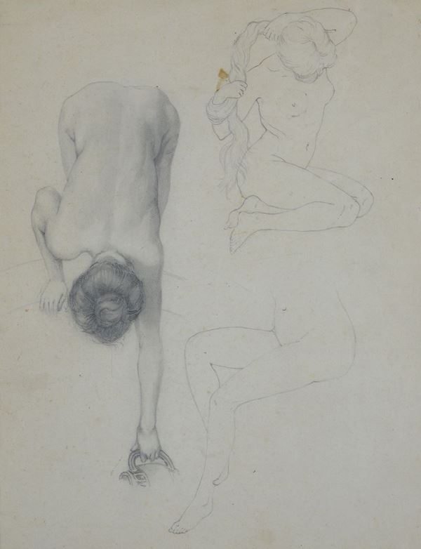 Anonimo, inizi XX sec. - Studies for a nude woman
