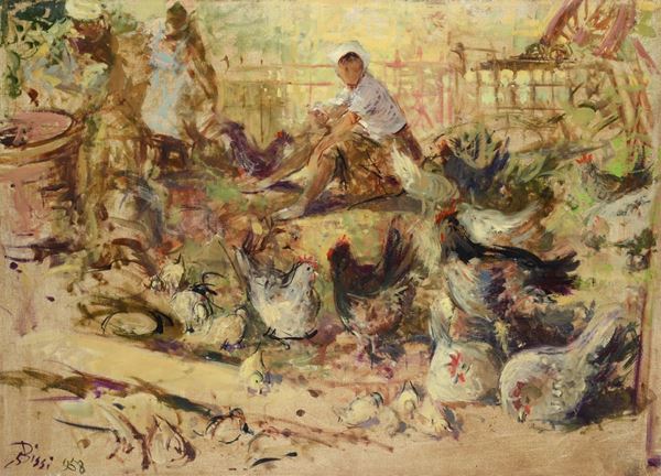 Sergio Bissi Cirno - Contadina con galline