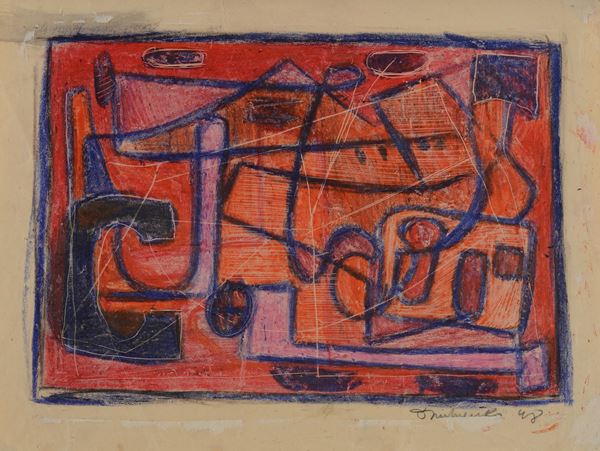 Pierre Dmitrienko : Senza titolo  (1948)  - Pastelli su carta - Asta ARTE MODERNA E CONTEMPORANEA - III - Galleria Pananti Casa d'Aste