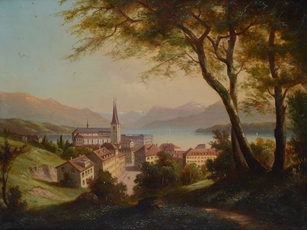 Scuola Tedesca, XIX sec. -  Paesaggio alpino