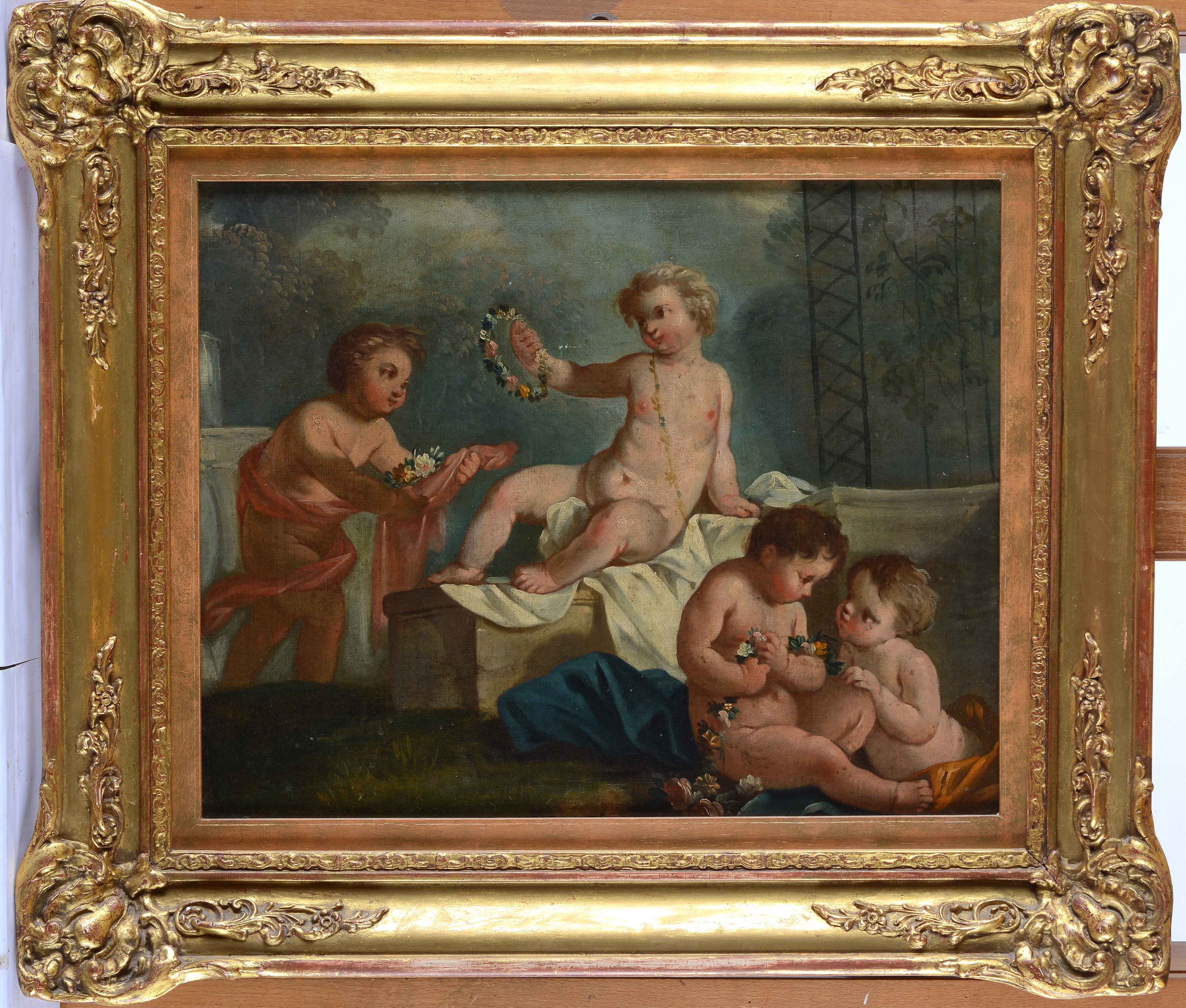 Scuola Italia Settentrionale, XVIII Sec. - Putti con Ghirlanda di Fiori