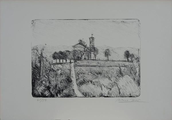 Arturo Tosi : Santuario di Ambivere  - Litografia - Asta GRAFICA - Galleria Pananti Casa d'Aste
