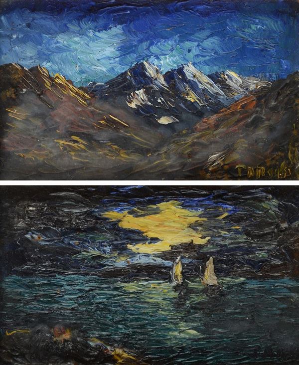 Anonimo, XX sec. - Marina e Paesaggio montano