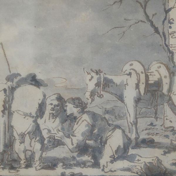 Scuola Veneta, XVIII sec. - Bivacco di contadini