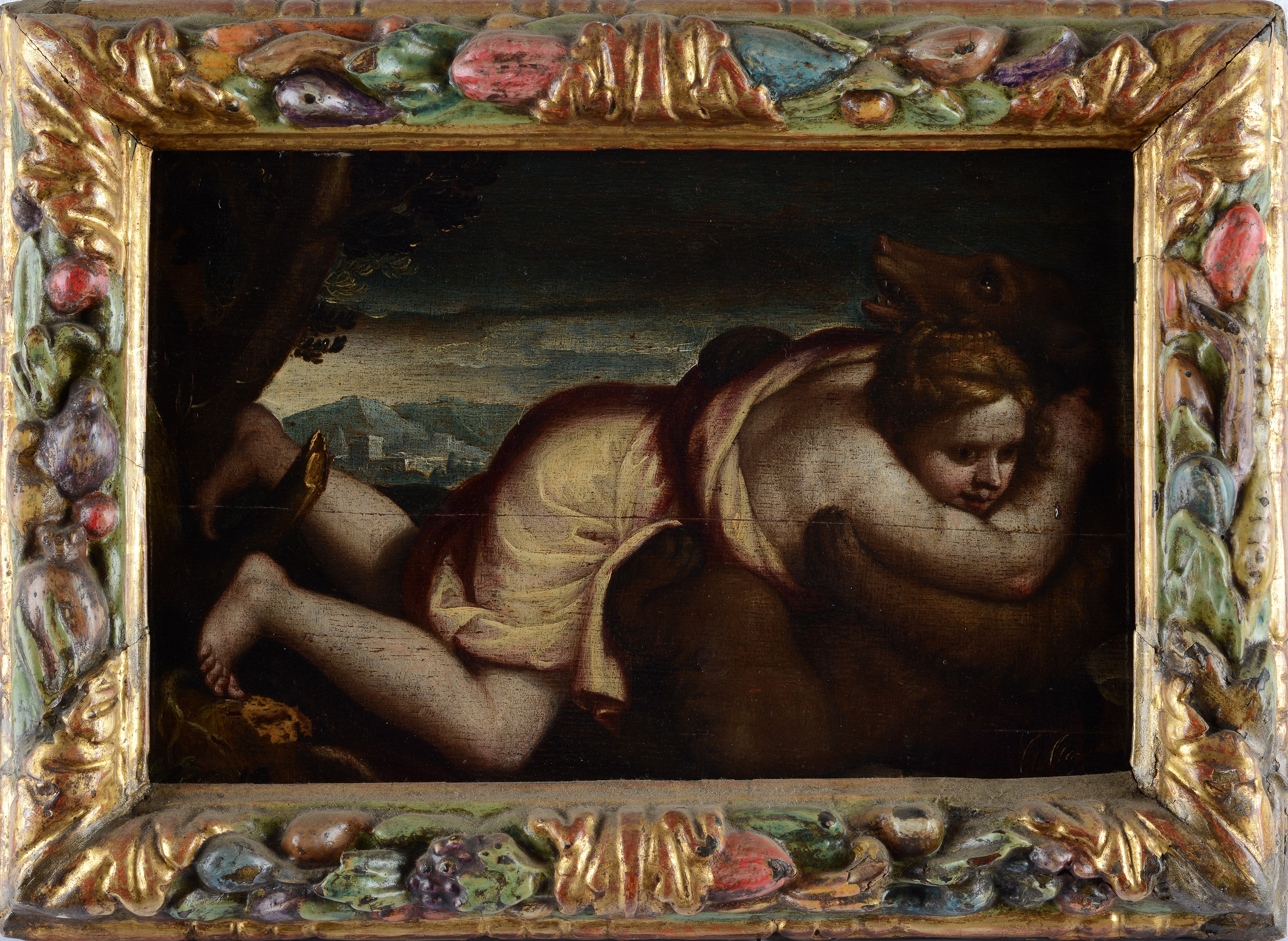 Scuola Veneta, XVI Sec. - Donna con Orso (allegoria della Forza?)