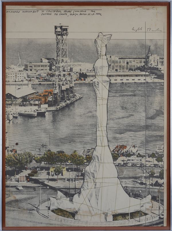 Christo (Javacheff) - Wrapped Monument to Cristobal Colon, Project for Barcellona