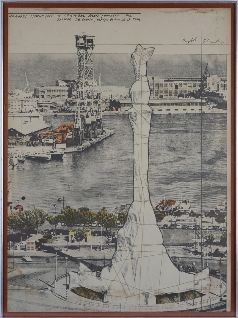Christo (javacheff) - Wrapped Monument To Cristobal Colon, Project For Barcellona