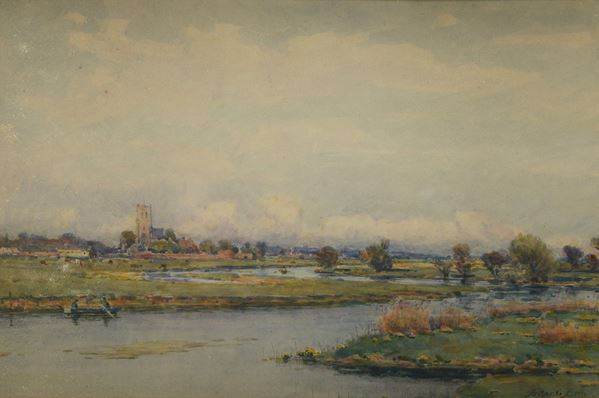 George Arthur Bell - Paesaggio con fiume