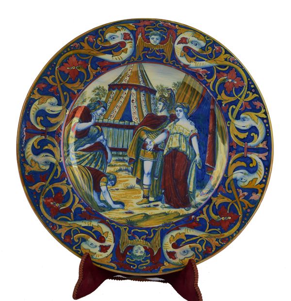 Polychrome majolica plate decorated with luster