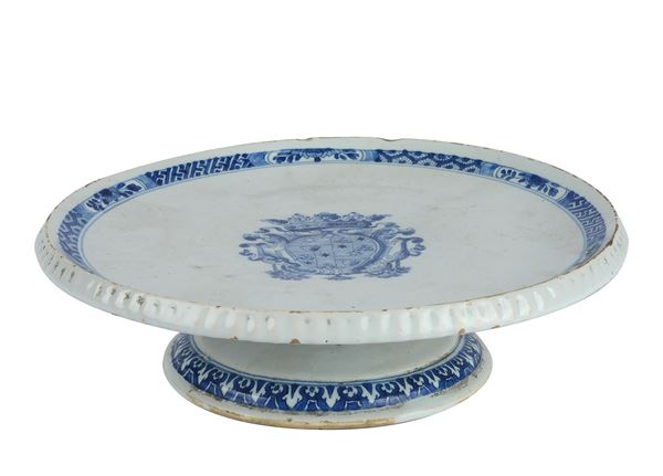 Alzatina in maiolica bianco - blu