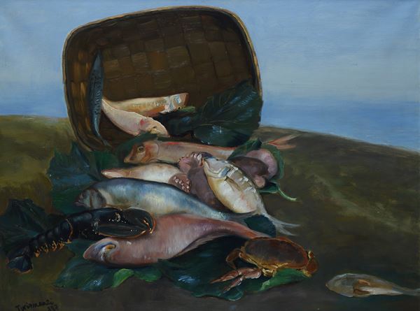 Nino Tirinnanzi - Natura morta con pesci