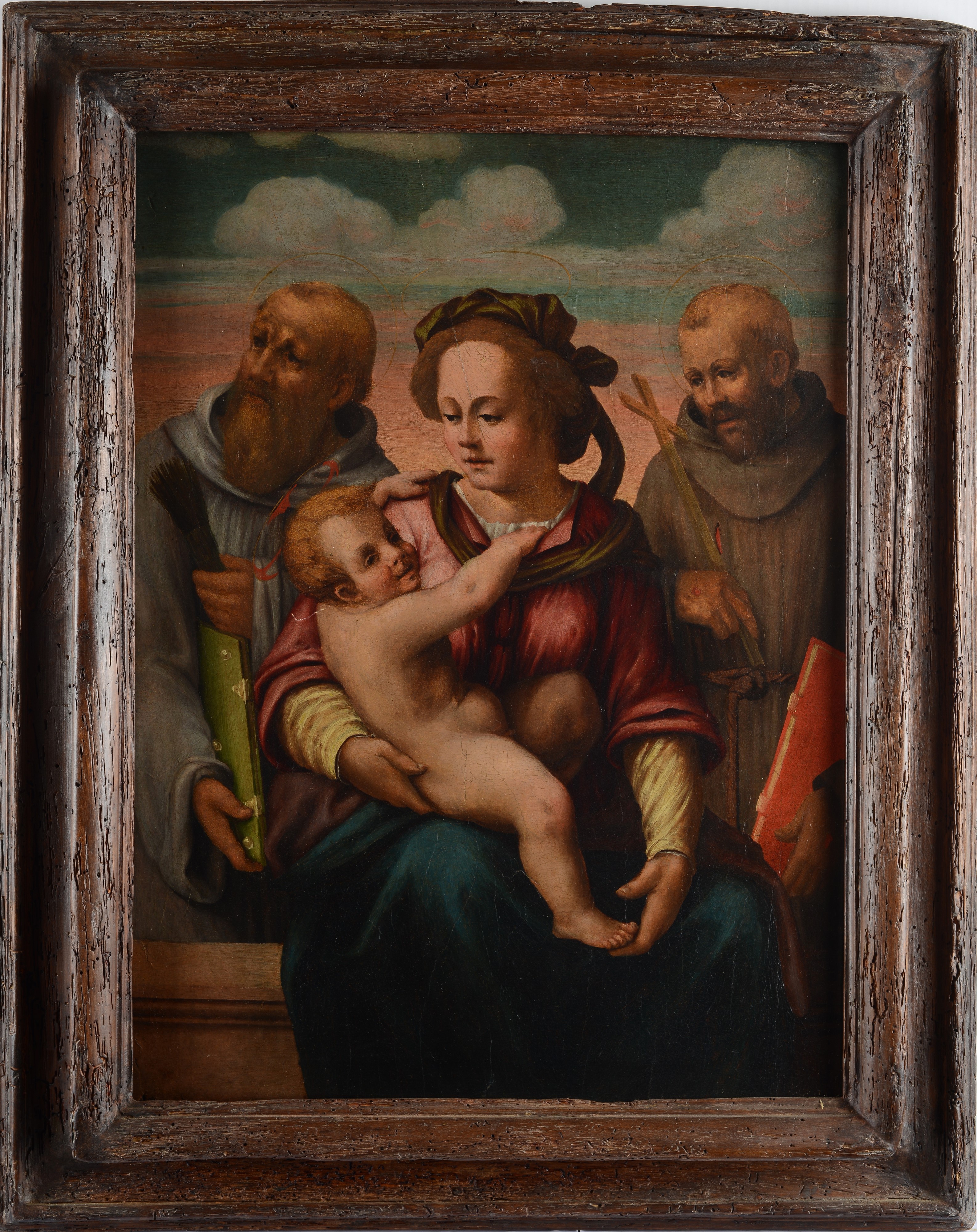 Scuola Fiorentina, XVI Sec. - Madonna con Bambino, San Francesco e San Benedetto