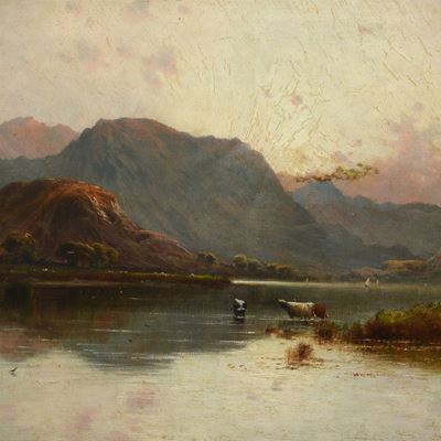 Paesaggio Lacustre con Mucche