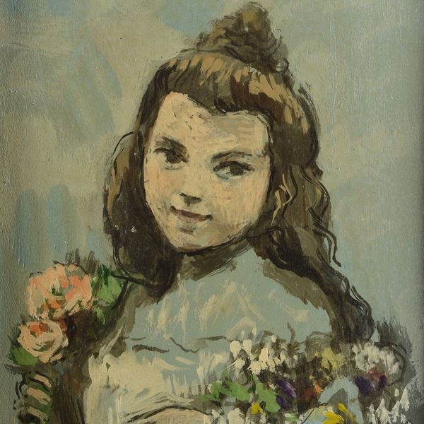 Adolfo Saporetti - Little girl with flowers