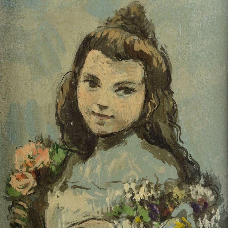 Adolfo Saporetti - Bambina con Fiori