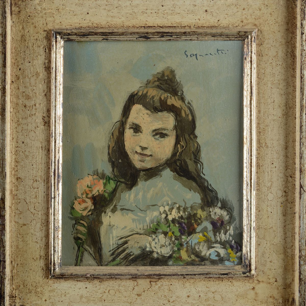 Adolfo Saporetti - Bambina con Fiori