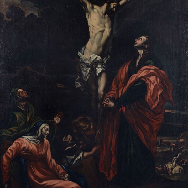 Attr. a Livio Mehus - Crucifixion with the Pie Donne and San Giovanni