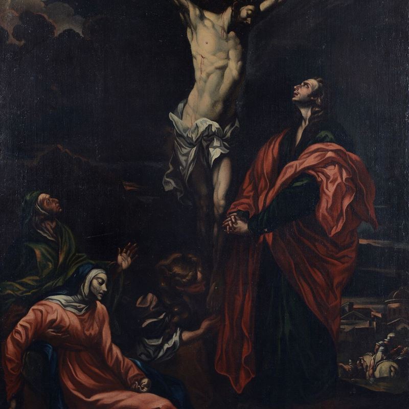 Attr. a Livio Mehus - Crocifissione con le Pie Donne e San Giovanni