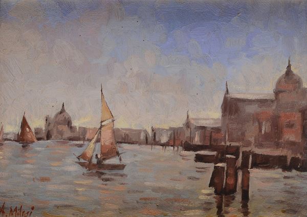 Alessandro Milesi - Barche in laguna