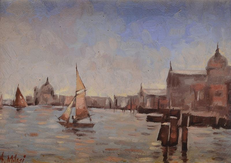 Alessandro Milesi - Barche in Laguna