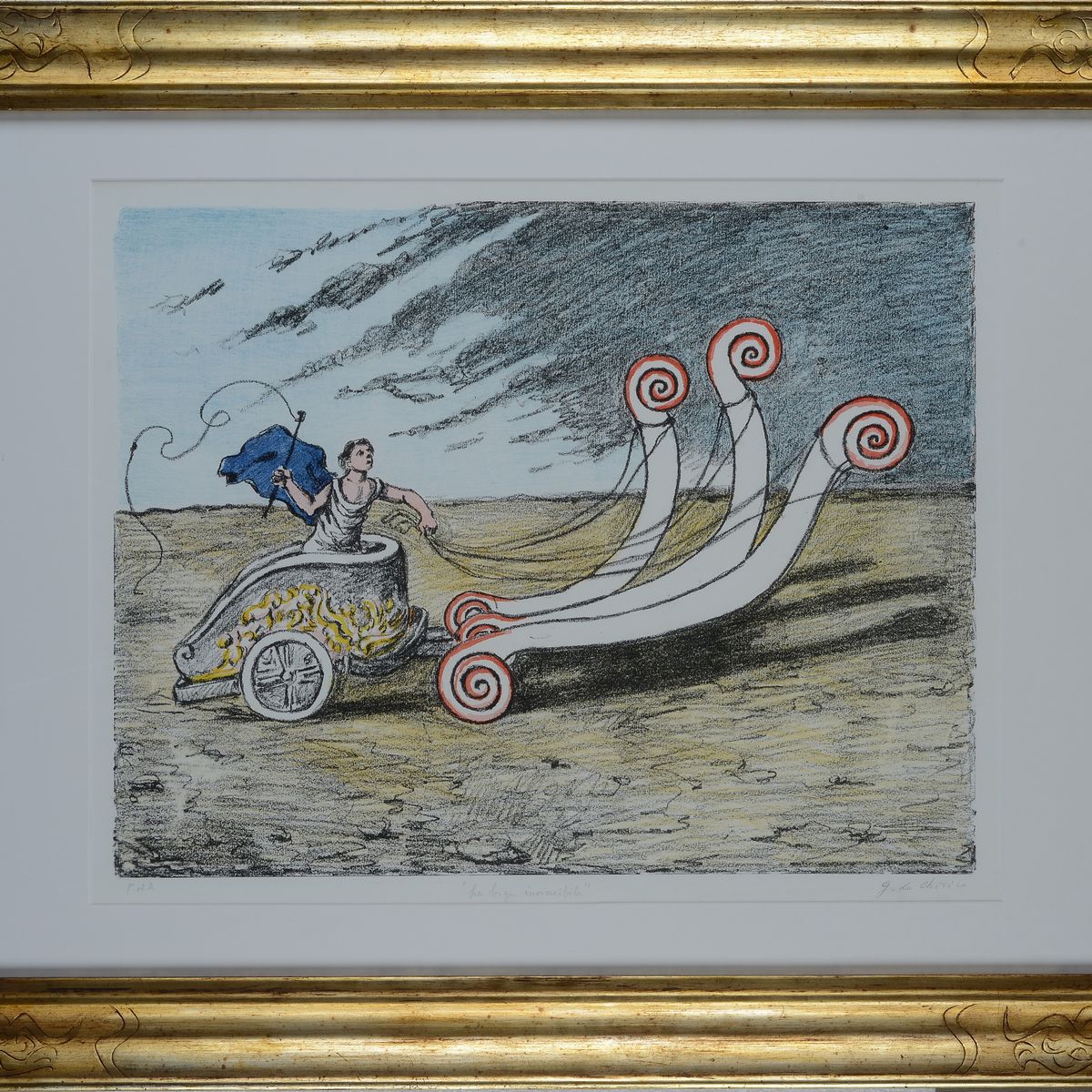 Giorgio De Chirico - La Biga Invincibile - Prima Versione Manto Blu